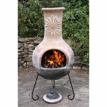 Gardeco Chimenea Gardeco Colima with Natural Clay and Green 125cm high